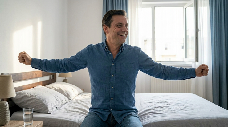 Man experiencing renewed energy and confidence