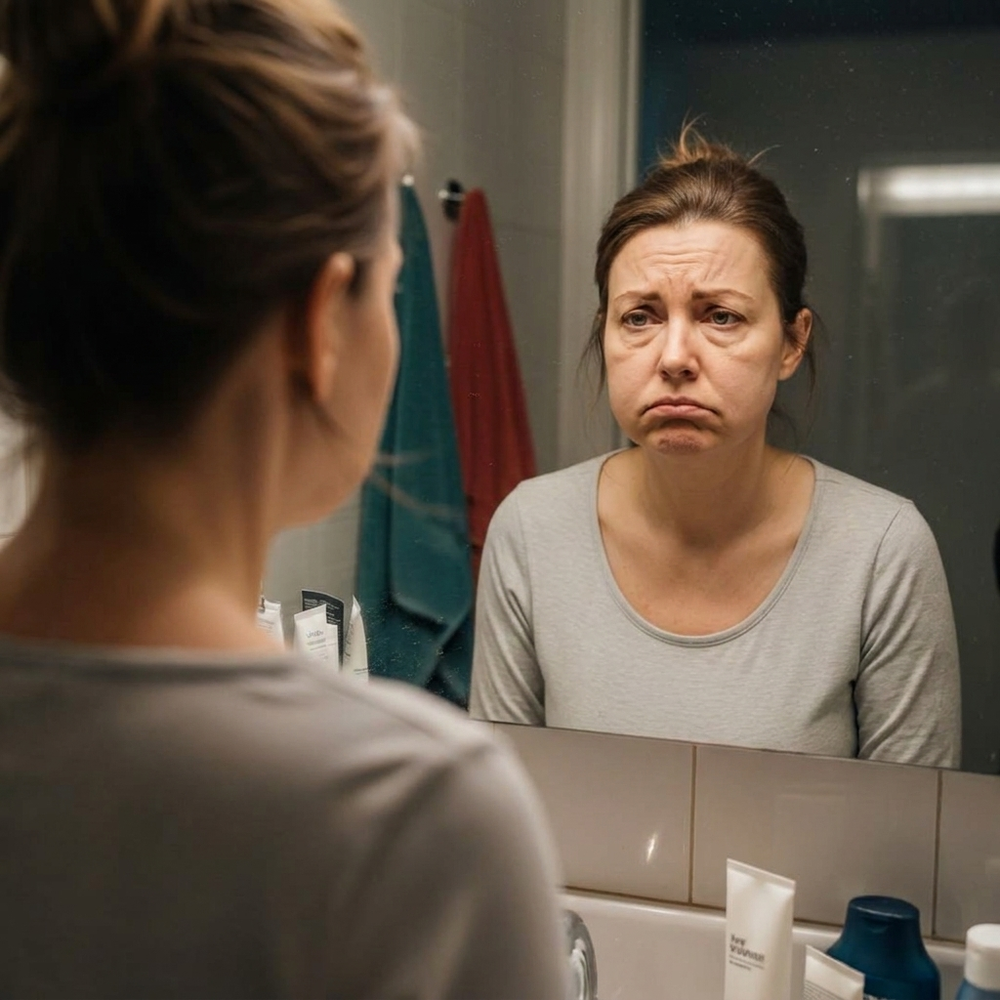 Woman with Maxivita drops on her nightstand