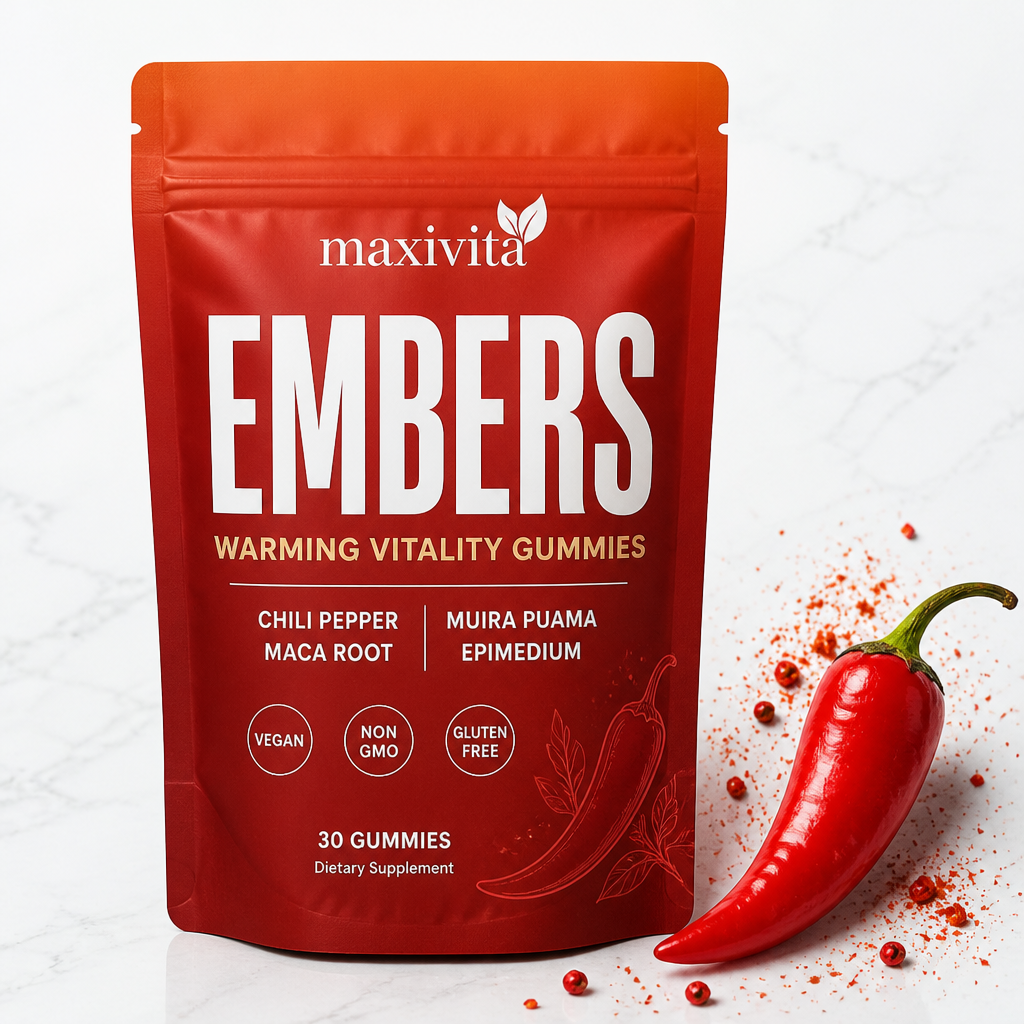 Maxivita EMBERS Warming Vitality Gummies — 30-count pouch, front