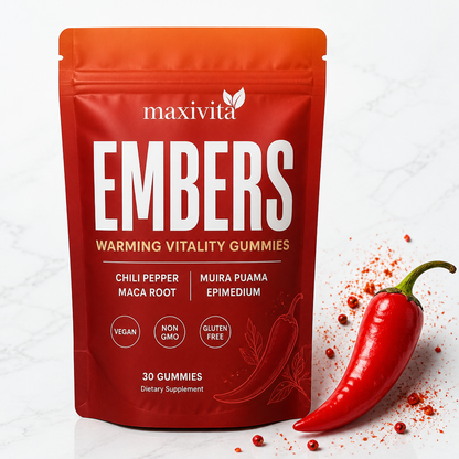 Maxivita EMBERS Warming Vitality Gummies — 30-count pouch, front