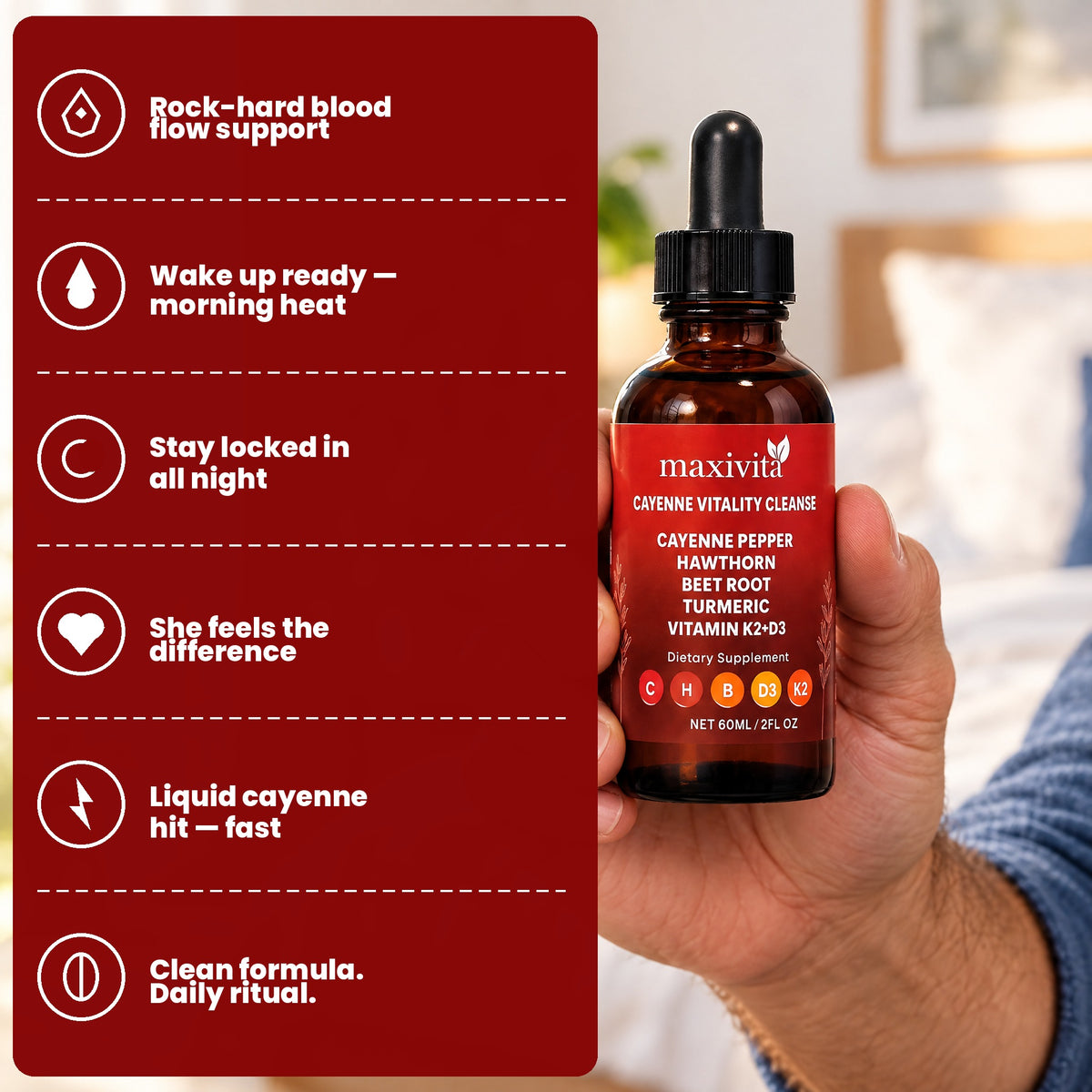 Maxivita BioRoot benefits v2 — Rock-hard blood flow
