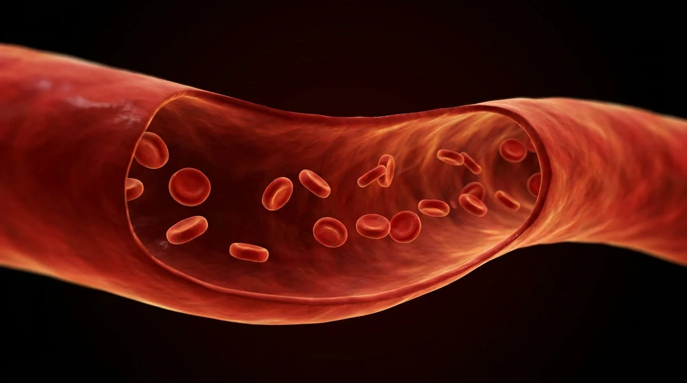 Illustrative open vessel with freely moving red blood cells