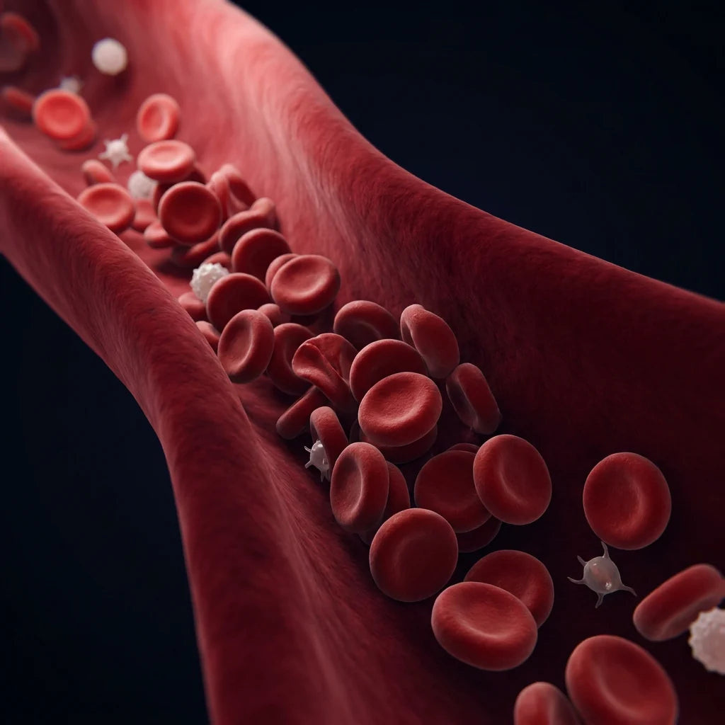 Illustration of reduced blood flow in a vessel